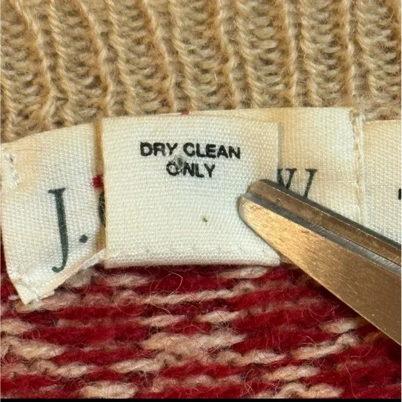 VTG J.CREW Oarsman Red Geometric Diamond Fisherman Wool Crewneck Sweater Men's L